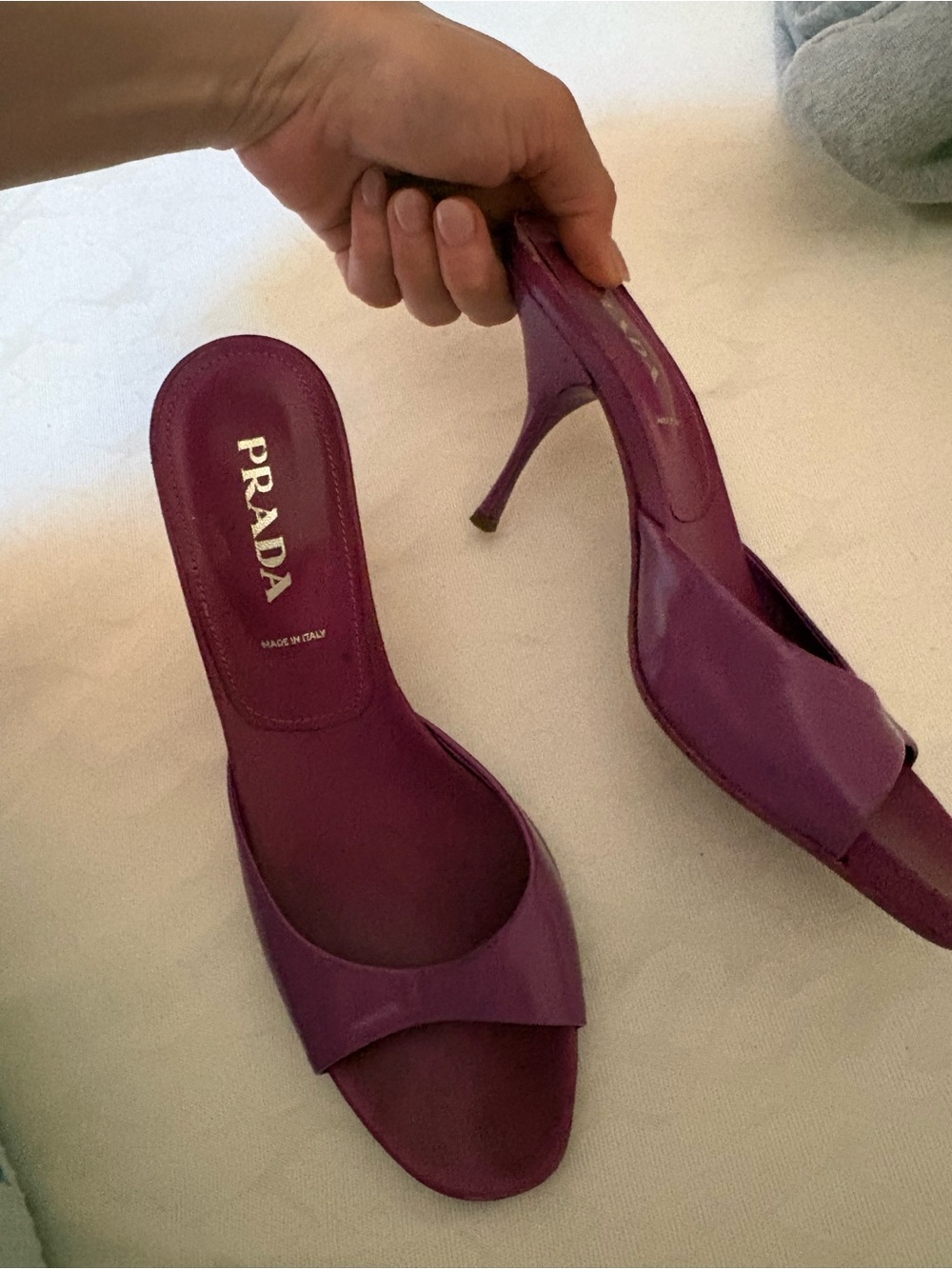 🇮🇹Vintage Prada SS2003 Pink Leather Kitten Heel Mule Sandals Y2k –sz EU 38/italy - Picture 5 of 10
